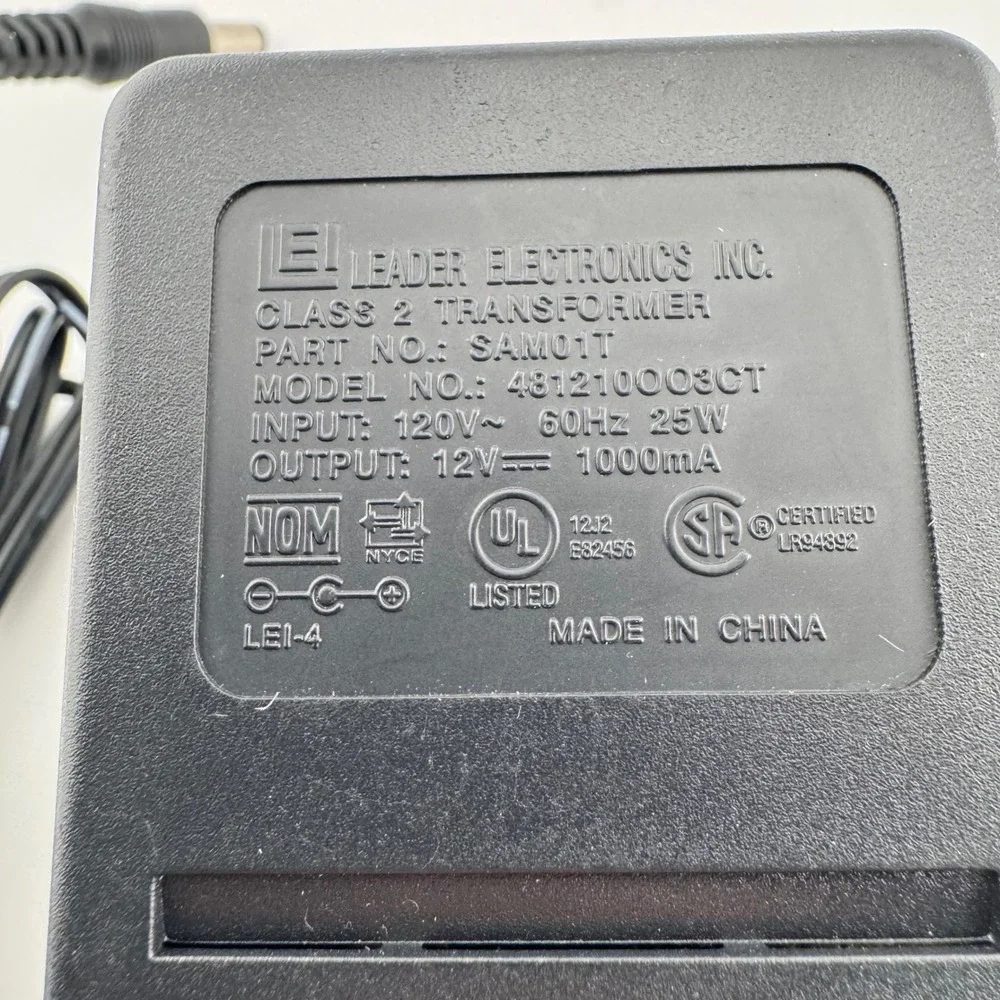 Leader Electronics 12V 1000mA AC Adapter 481210003CT SAM01T Black Power Supply